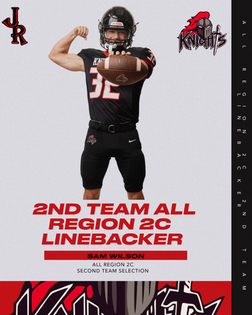 KnightsJrhs's tweet image. Congratulations to Sam Wilson for making 2nd Team All Region 2C at Linebacker!! Congrats Sam!!