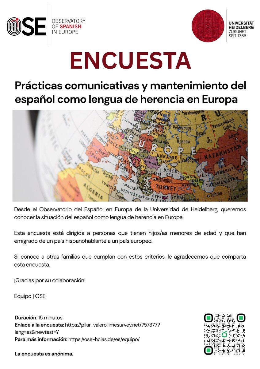 annadoquin's tweet photo. 🎉Si eres #español o #hispanohablante y vives en un pais de #EUROPA,  nos interesa conocer tus prácticas comunicativas con tus hij@s. Participa a nuestra #encuesta (15 min). MUCHAS GRACIAS ❤️ https://t.co/6lwBdYMqqs https://t.co/3NBxwhQhNf