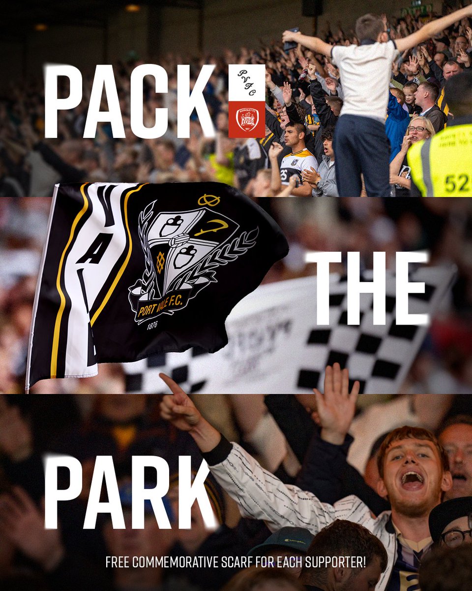 OfficialPVFC's tweet image. We're calling on you to pack the Park as we celebrate 150 years of #PVFC on Sunday 4th January! 🎉

Join us - as well as various club legends - for this milestone fixture, and receive a FREE commemorative scarf on entry! 

Be part of it 🎟️ port-vale.co.uk/tickets

#PVFC150
