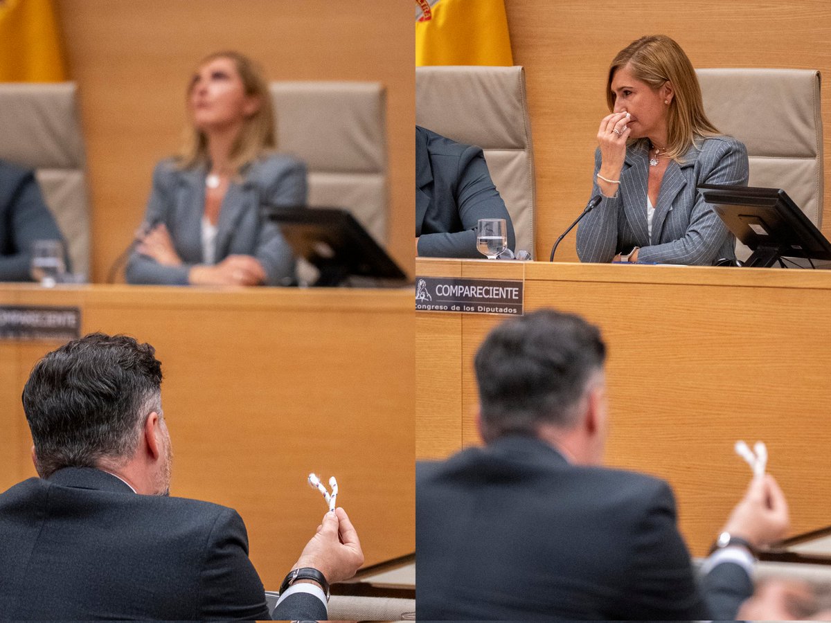 Gabriel Rufián muestra a Salomé Pradas el trozo de cuerda al que se agarró una niña antes de morir ahogada el día de la DANA.
15/11/2025