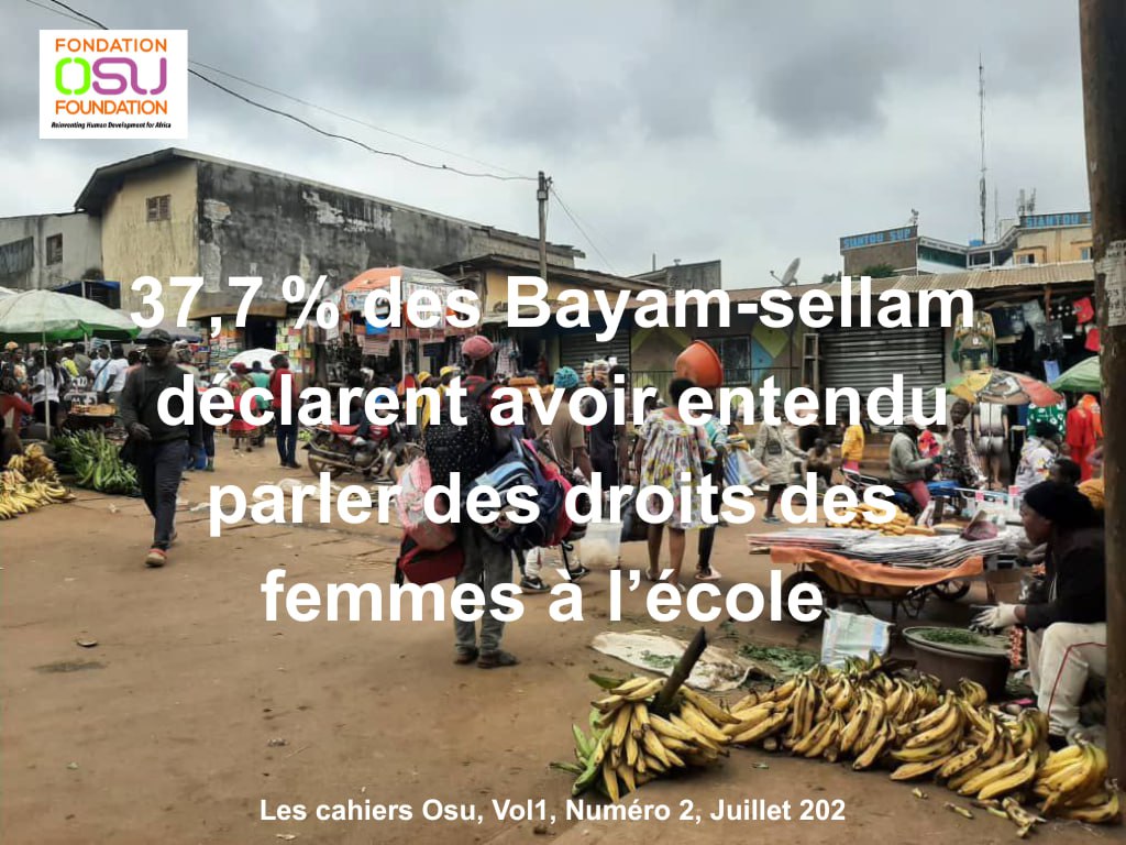 osu_foundation's tweet photo. Selon une enquête réalisée par la Fondation Osu, 37,7 % des Bayam-Sellam ont entendu parler des droits des femmes à l’école. 
#DroitsDesFemmes #Éducation #ÉgalitéDesGenres #BayamSellam #FondationOSU https://t.co/U2R16oytbx