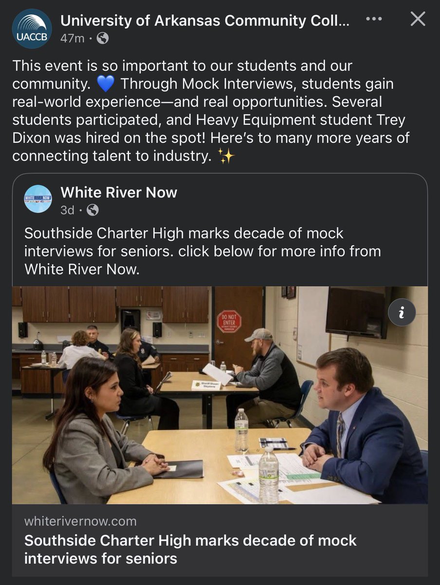 Southside Charter High School does “mock interviews” every year and dozens of companies / organizations volunteer their time to conduct interviews for students to get them real world experience. For at least one student, it resulted in getting hired for a real world job.