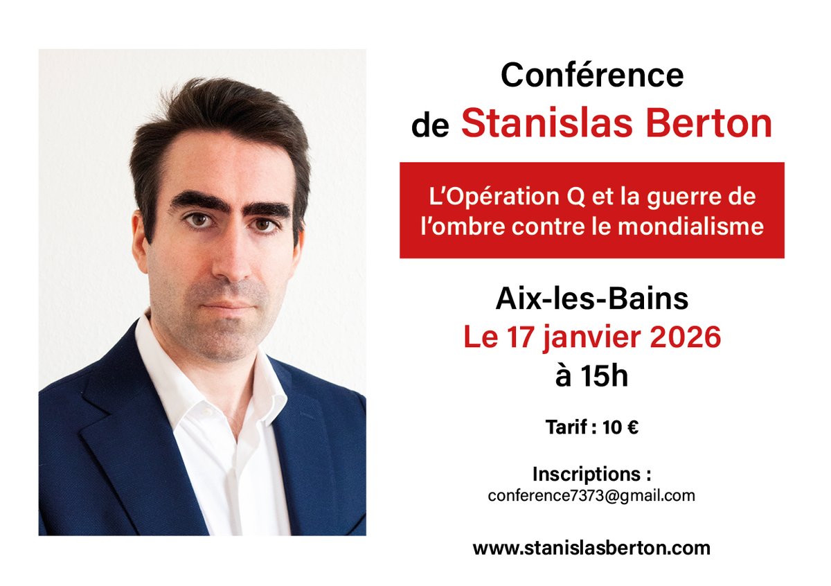 J'informe mes abonnés que je donnerai une série de conférences en janvier 2026: 

Je serai: 
-le 13 janvier près de Genève (informations à venir) 
-le 14 à Annecy (musée Paccard) 
-le 17 à Aix les Bains 
-le 23 à Rouen (informations à venir) 
- le 24 à Lille (informations à