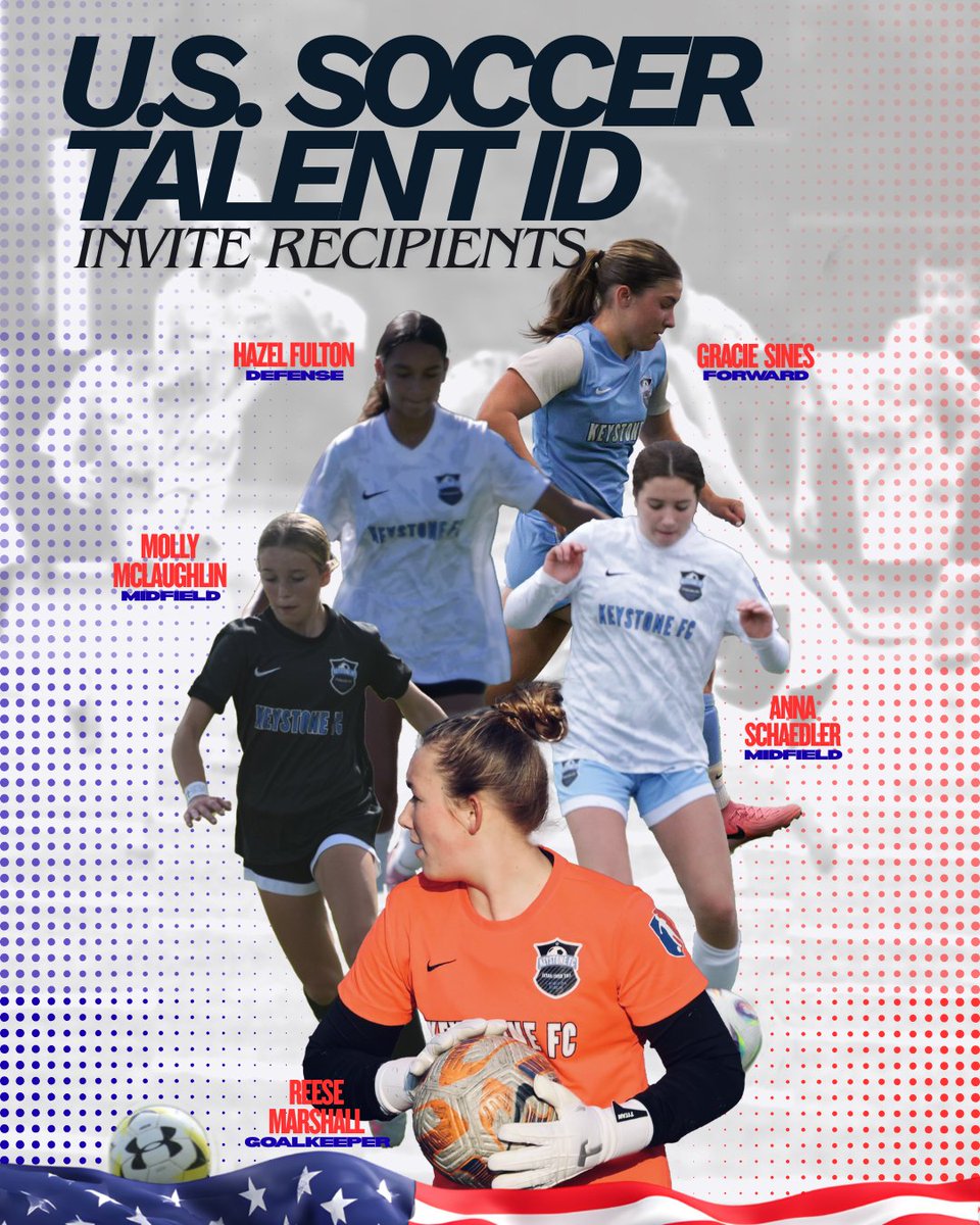 keystone_fc's tweet photo. HUGE congrats and good luck to Anna, Hazel, Gracie, Molly, and Reese! ๐ฅณ They were selected and competed in the US Soccer Talent ID Center. What an incredible honor and a testament to their hard work and talent!๐ #DevelopingHighQualityPlayers https://t.co/3fdsjVes8f