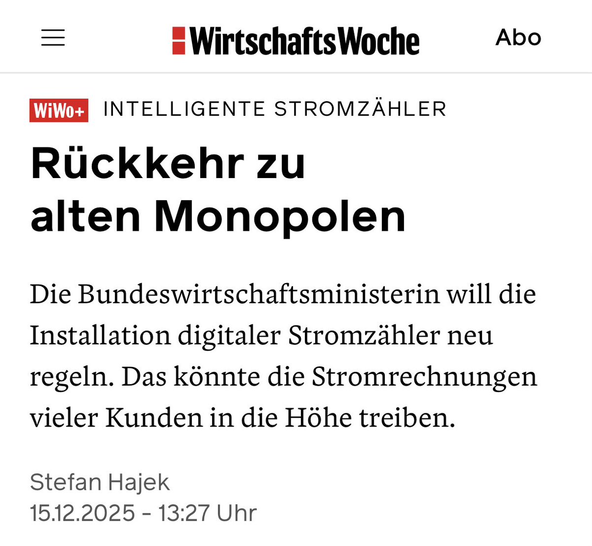 ICH.
KOTZ.
IM.
STRAHL.
#GasKathi schlägt wieder zu.
Das <a href="/BMWE_/">Bundesministerium für Wirtschaft und Energie</a> plant eine Re-Monopolisierung. Das wird es den wettbewerblichen Messstellenbetreiber wesentlich schwerer machen.
Lobbyscheisse am Limit.
Nein, liebe Frau Reiche. SO regelt der Markt nicht! 🤬🤬🤬