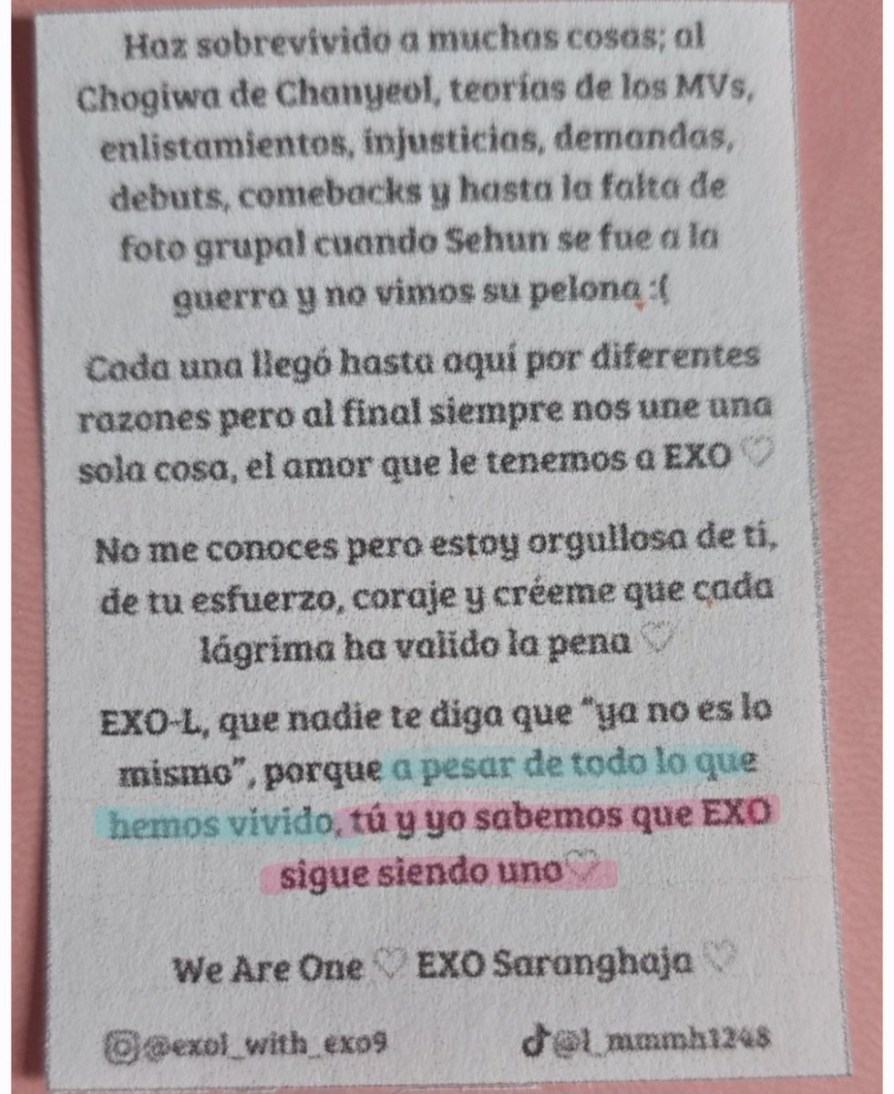 baekkietect's tweet photo. Encontré este mensaje en uno de los freebies que me dieron (una disculpita no recuerdo si fue en el concierto de Baek o de Kai) pero creo que esto va muy acorde a lo que estamos pasando en estos momentos como fandom. Grax por las palabras y me quedo lo que resalté.
@weareoneEXO https://t.co/PjdUICWUjo