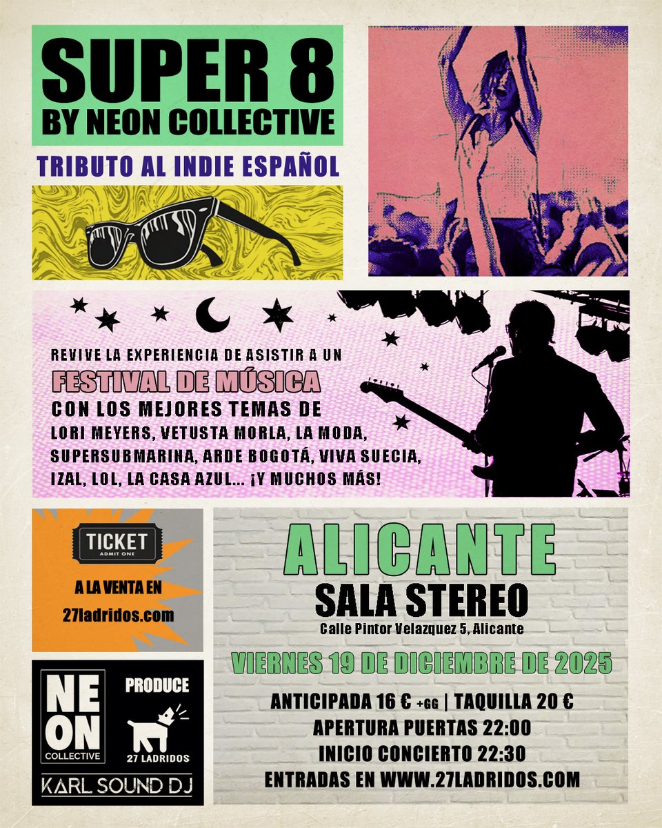 ¡Este viernes llega SUPER 8! 🚀 La fiesta indie más alternativa de la mano de <a href="/NCTributes/">Neon Collective Tributes</a> con himnos de Los Planetas, Viva Suecia, Izal, Supersubmarina, Lori Meyers, Arde Bogotá y muchos más.

¡Vente a celebrar la música que ha marcado tus mejores momentos! 🎶