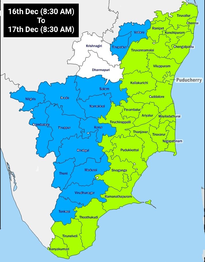 TNW_2020's tweet image. 16.12.2025 and 17.12.2025:Easterly Wave To Bring Light to Moderate Rains (With Isolated Heavy Spells) Over Coastal TN Including Chennai ☔ Mean While Heavy Rains Likely Over Western Ghat Regions of Extreme South TN (Especially Tirunelveli Dt ) 🌧️
#NEM2025 #TNRains
