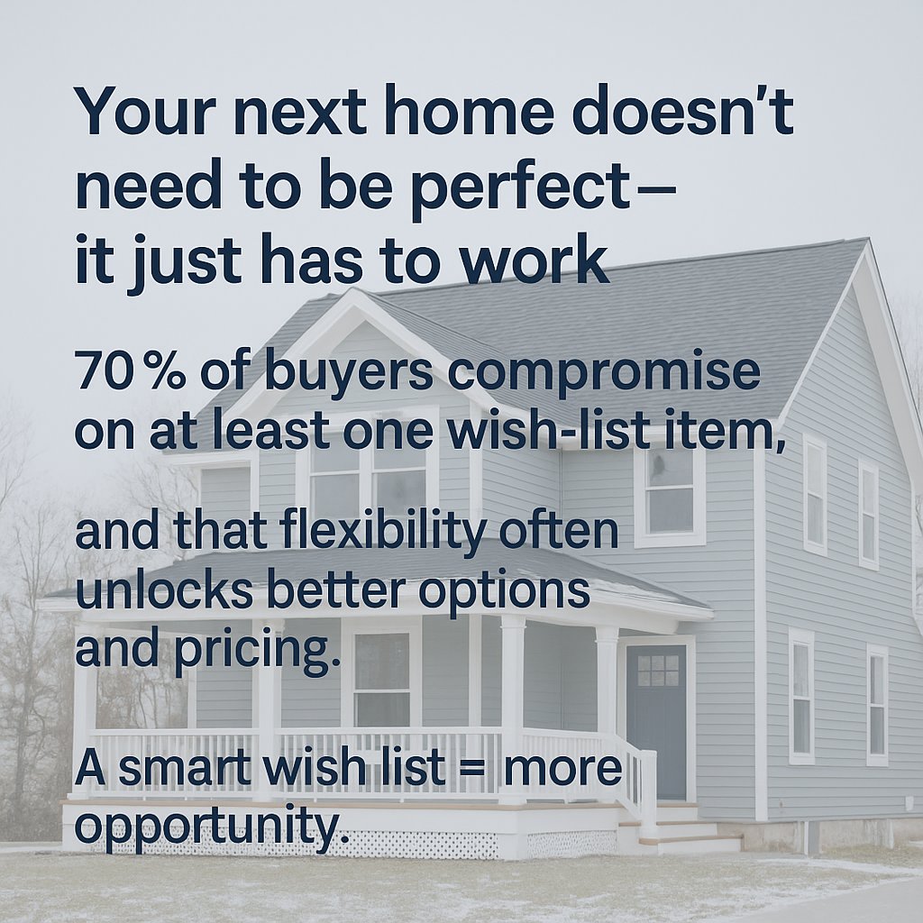 ctebock's tweet photo. Your next home doesn’t have to be perfect—it just has to work.
70% of buyers compromise on at least one wish-list item, and that flexibility often unlocks better options and pricing.
A smart wish list = more opportunity.

#HomeBuyingTips #MortgageAdvice #HousingMarket https://t.co/6tuVC7KyZs
