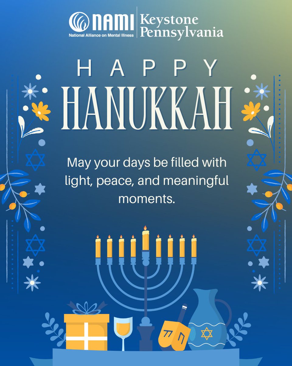NAMIKeystonePA's tweet image. Happy Hanukkah! May your days be filled with light, peace, and meaningful moments.