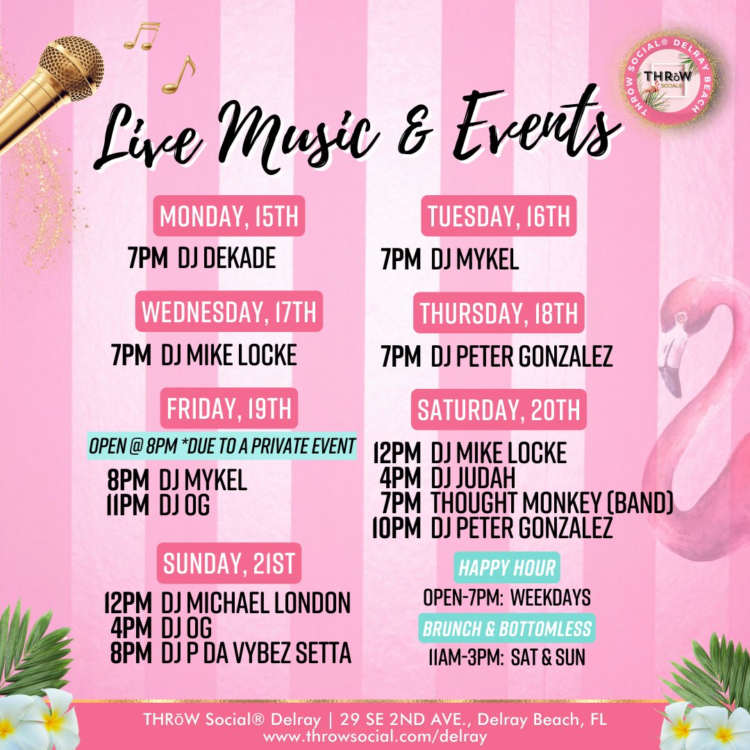 Throw_Delray's tweet photo. Turn up the holidays #DelrayBeach! 🎶 live music, cocktails &amp; crawls with a festive spin! 🥂 #Brunch: Sat &amp; Sun from 11am-3pm 
🌮 #HappyHour: Weekdays from open-7pm https://t.co/e9rNDoSITw