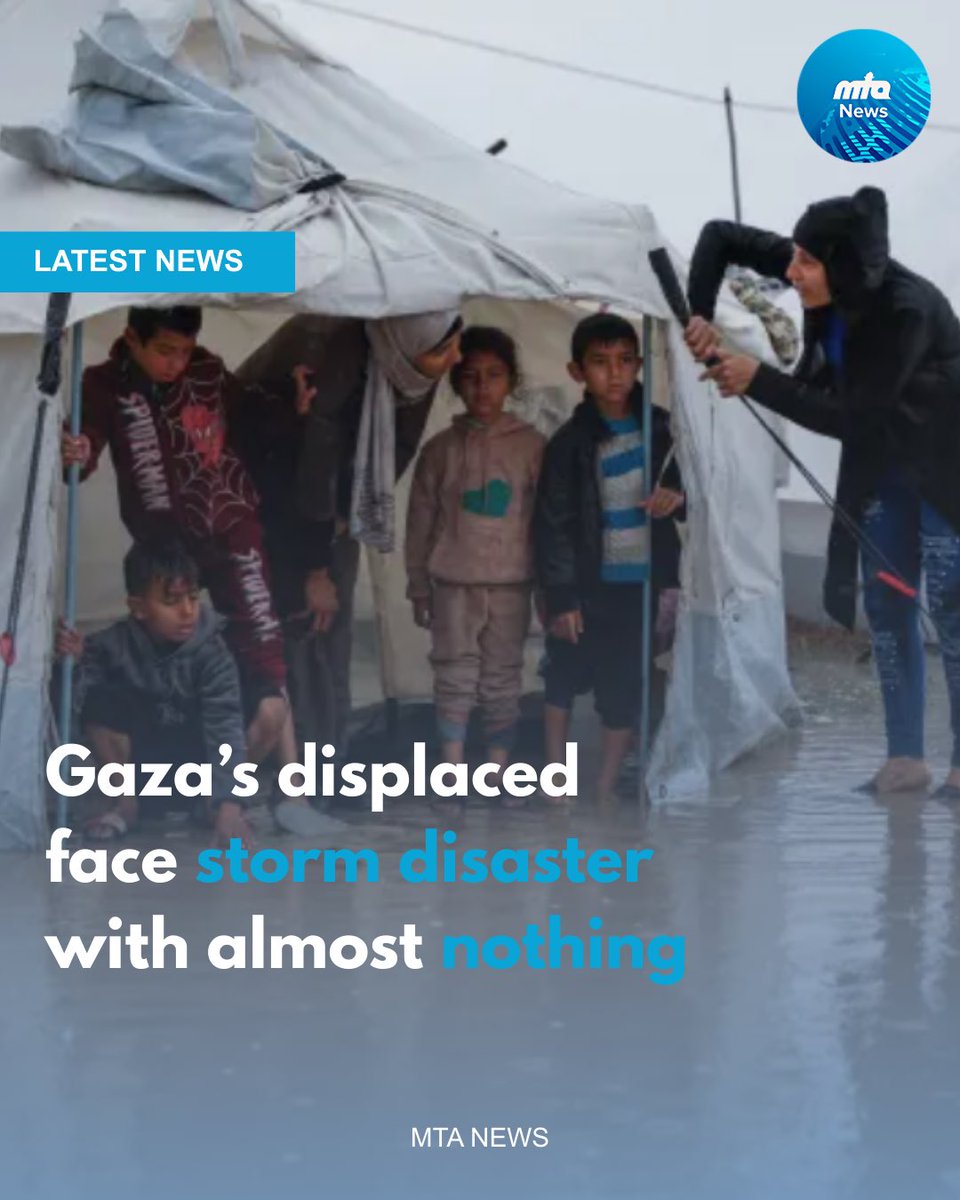 NewsMTA's tweet image. 🚨 Gaza’s displaced people are facing a catastrophic winter storm with almost nothing to protect them. 

Storm Byron has brought flooding, cold, and fear to communities already battered by years of conflict and displacement. disaster.