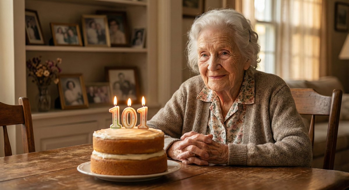 Meet Evelyn Mae Thompson.
Today she turns 101 years old 🎂
A century of memories, strength, love, and quiet resilience.
If this smile touched you, please join us in wishing Evelyn a happy 101st birthday ❤️
Leave your wishes below

#Happy101Evelyn #HumanStories #BirthdayLove