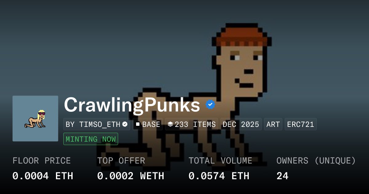 timsouw's tweet photo. The first day of minting is over - six days to go.

1,832 punks have been minted. Unreal.

Mint your crawling punk on @opensea via the link below:

https://t.co/LMOWwxXaGi https://t.co/VdY6b2kdYw