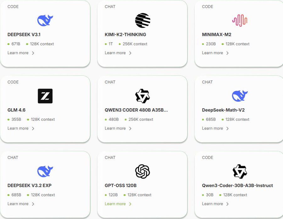 LiwenxuanX56278's tweet photo. If you can get ＄40 free credit  to use these open models. Which one will you try. #OpenSource #API_integration https://t.co/q4nvm9tNaJ