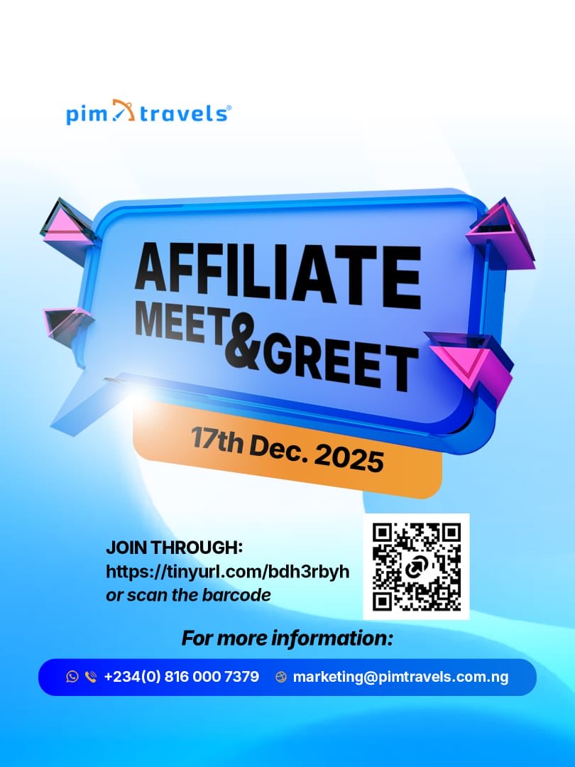 pimtravels_ng's tweet image. We're welcoming our affiliates to join us for an exclusive event! ✨
You’ve been personally selected to be part of this amazing experience!
🔗 Register now — (tinyurl.com/bdh3rbyh)

#pimtravels #ExclusiveCommunity | Peller I Dangote I Happy New Week I Farouk I Amorim I Benz