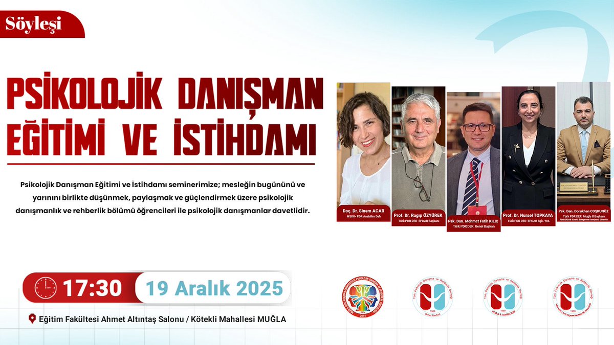 Söyleşi | Psikolojik Danışman Eğitimi ve İstihdamı

Psikolojik danışmanlık mesleğinin bugünü ve yarınını, eğitim süreçleri ve istihdam olanakları çerçevesinde ele alacağımız söyleşimize; psikolojik danışmanlar ve psikolojik danışmanlık ve rehberlik bölümü öğrencileri davetlidir.