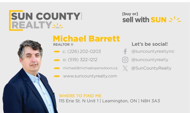 SunCountyRealty's tweet image. Our Duty Realtor this week is Michael Barrett, Realtor®. Please contact Michael at (cell) 226-202-0203 with any of your Real Estate needs!
.
.
.
#yqgrealtor #yqgrealestate #realestate #windsoressexcounty #sellyourhouse #forsale #sellwithsuncounty #getitsold #futurehome #suncounty
