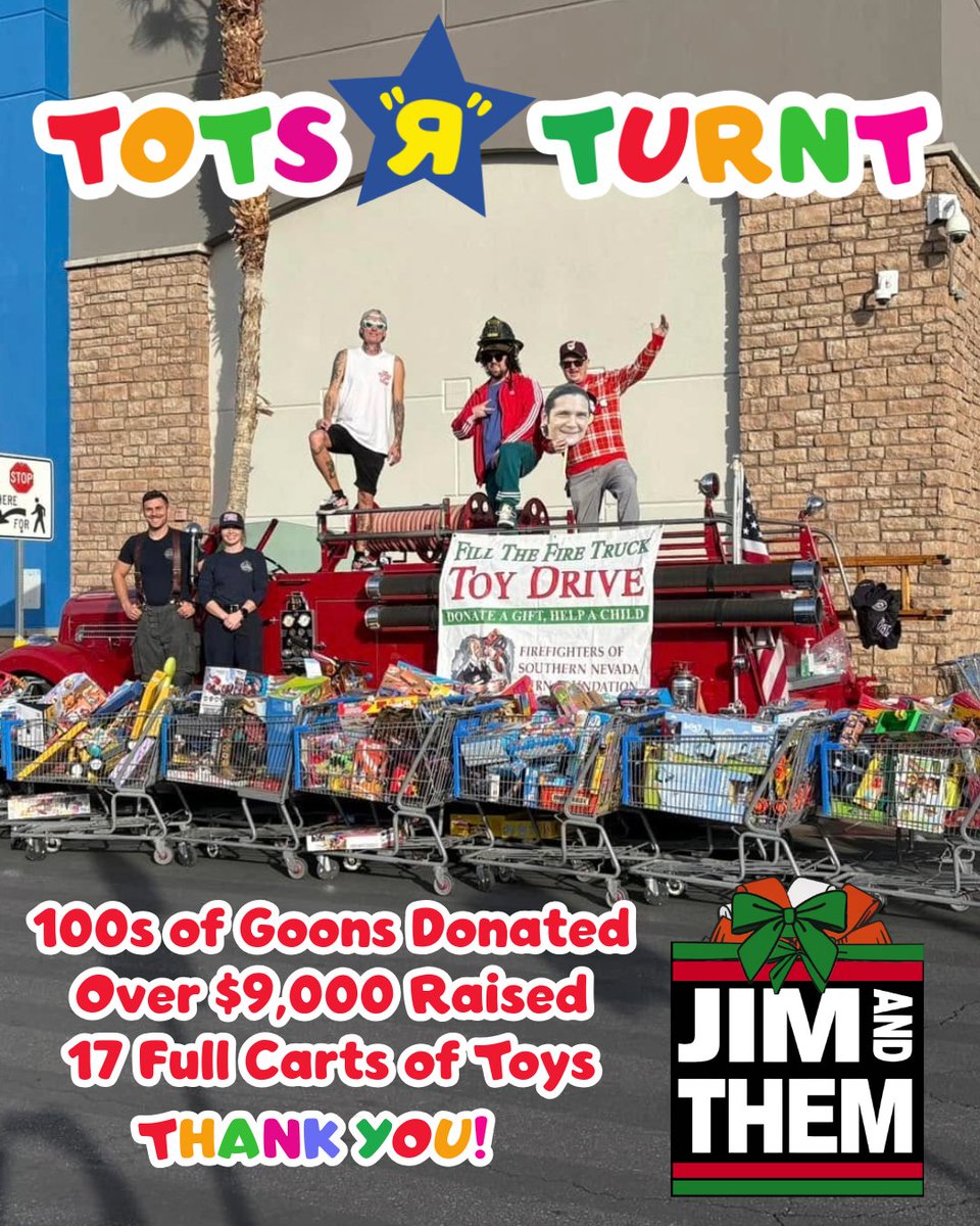 Roxxy_jat22's tweet photo. Big shout out to @jimandthem and the hundreds of donors who helped make this year's Tots Turnt Toy Drive a success! Over $9000 was raised which equaled 17 carts filled with toys for kids in need. Thanks to your generosity, the Tots are officially TURNT! #Feldmas https://t.co/zD19SZdtgB