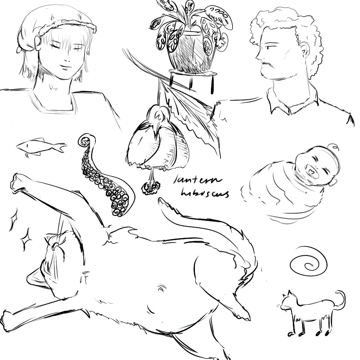 tried to draw anything that comes to mind, without a reference
i did a good job on the cat!