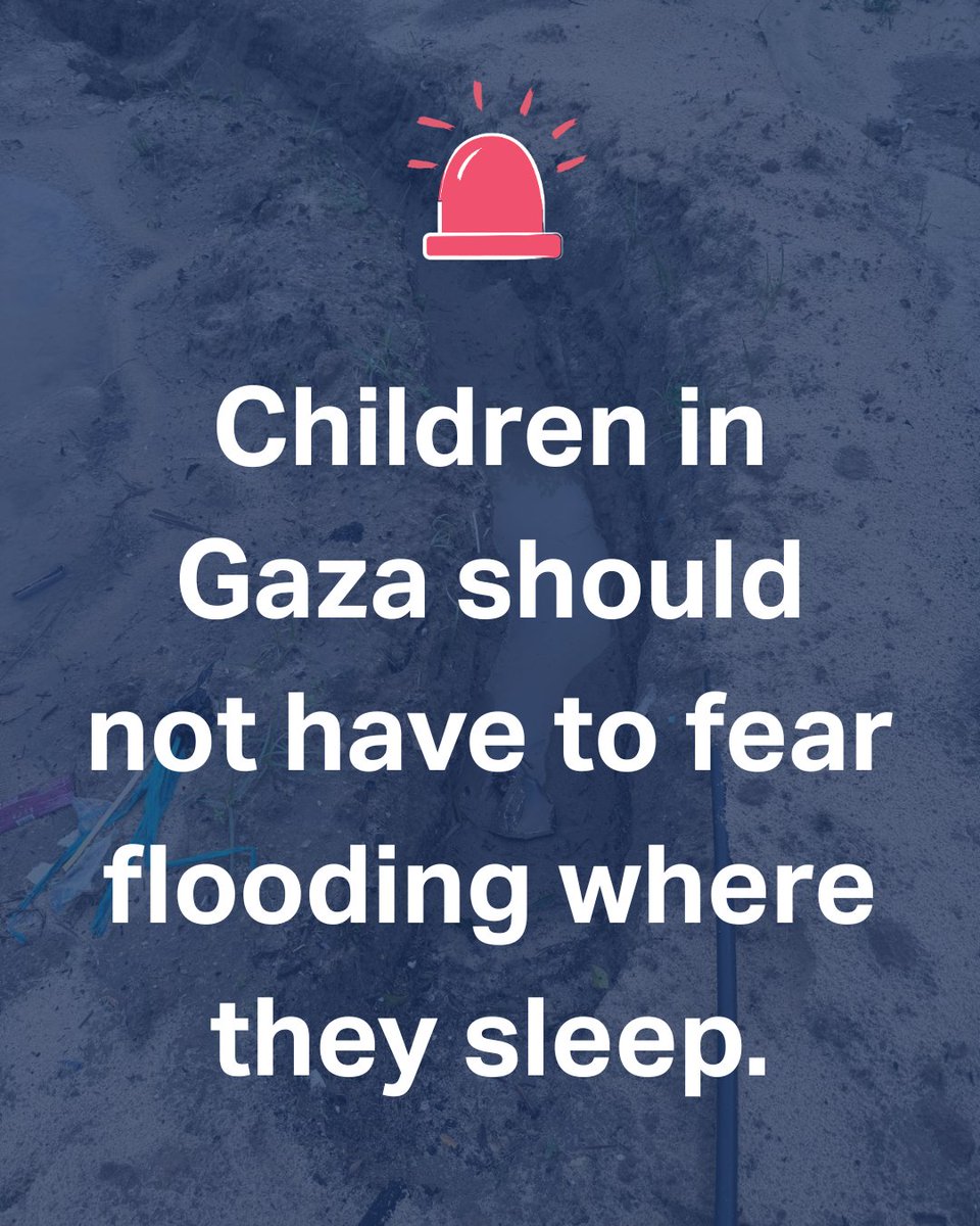 RightToChild's tweet photo. Flooding has reached the SOS Children’s Villages camp in Khan Younis, Gaza, where low elevation and redirected drainage have made conditions dangerous. Teams are acting urgently to protect 300 people, including 70 children, ahead of further rainfall. https://t.co/xxbZBMsLUg