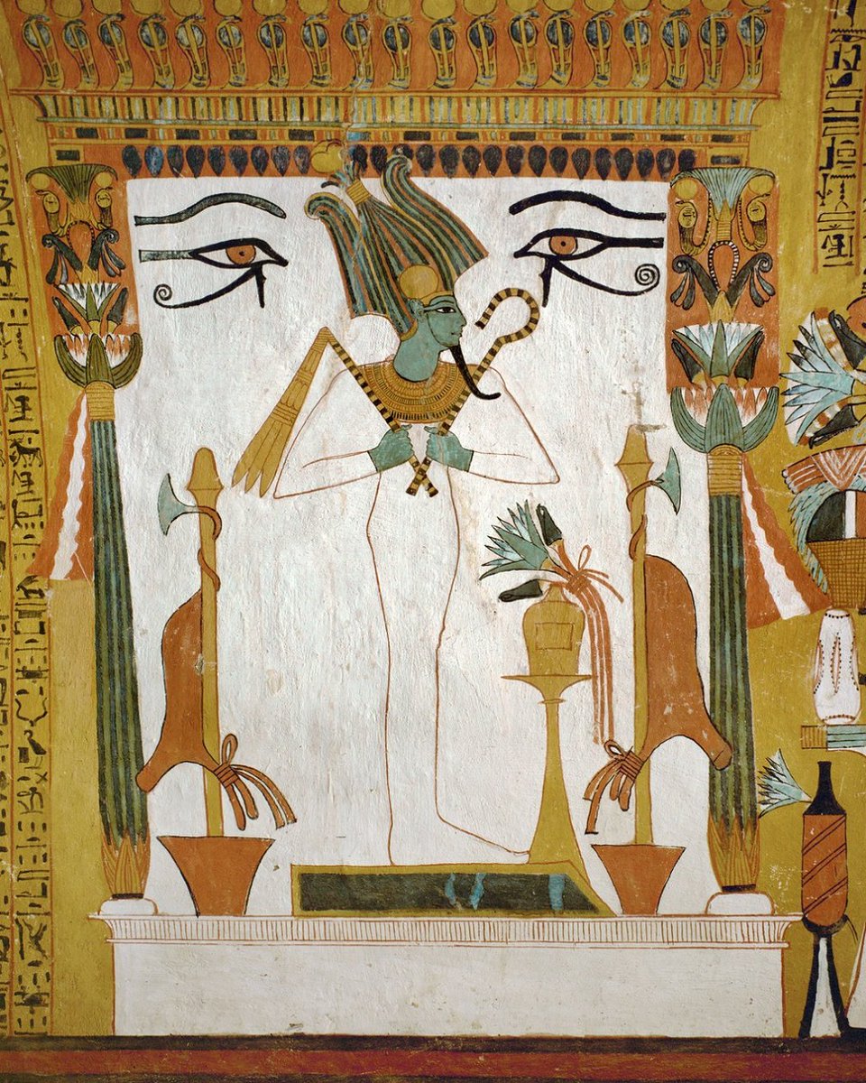 Osiris, Lord of the underworld, resurrection, and fertility

New Kingdom, 19th Dynasty, ca. 1290 BC.

Tomb of Sennedjem (TT1), Deir el-Medina, Thebes.

#ancientegypt #osiris #sennedjem