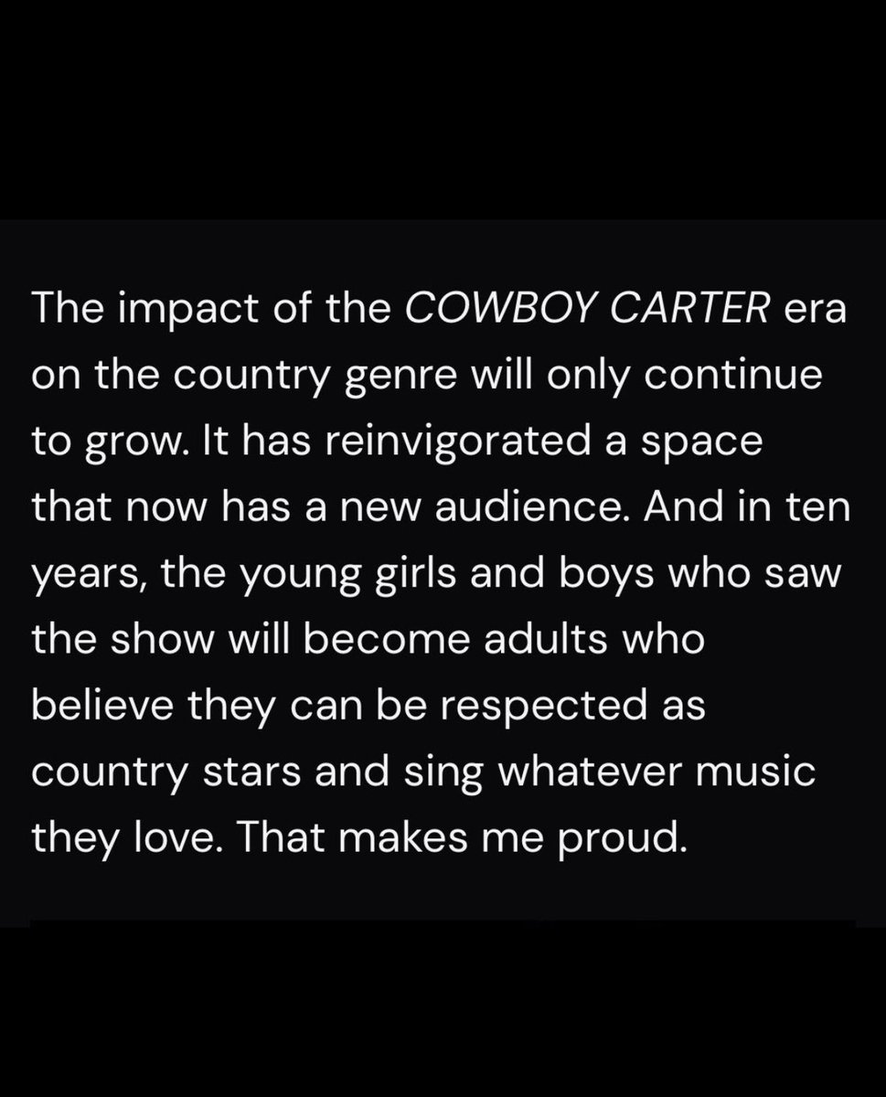 B7Album's tweet photo. Beyoncé’s final remarks on the COWBOY CARTER Era

(via @pollstar) https://t.co/3oh0d5VrSg