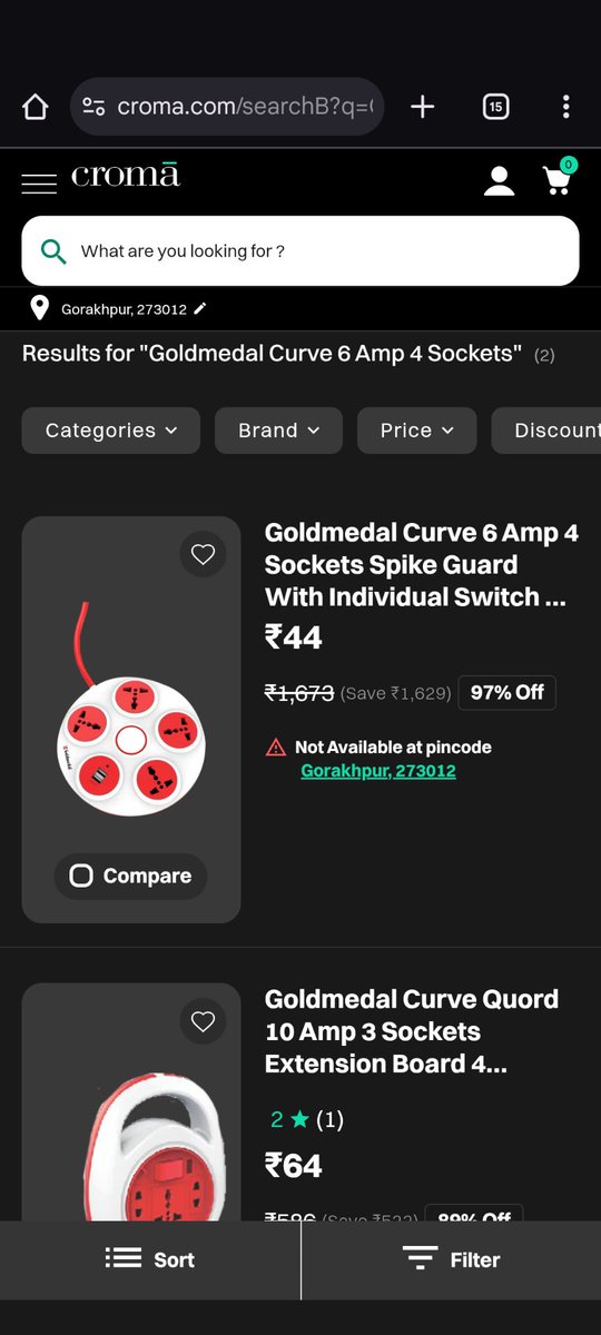 Hey <a href="/cromaretail/">Croma</a>, strange how high-value items like iPhones are deliverable, but heavily discounted products suddenly become “not serviceable” across multiple pincodes.
This isn’t a location issue. Feels misleading. Care to explain?