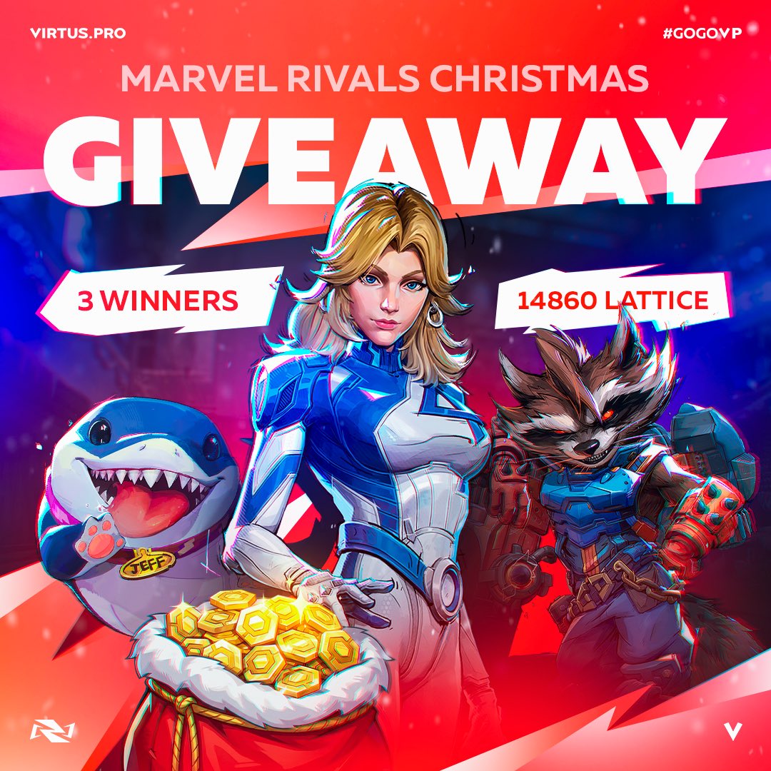 It’s time for 🎄MARVEL RIVALS CHRISTMAS GIVEAWAY🎄

😱 14860 LATTICE • 3 WINNERS ✨
1. Follow <a href="/virtuspro__MR/">Virtus.pro Marvel Rivals</a> 
2. Like and repost  
3. Tag your Marvel Rivals duo 

24.12.2025 — stay tuned &amp; good luck! 🎅
