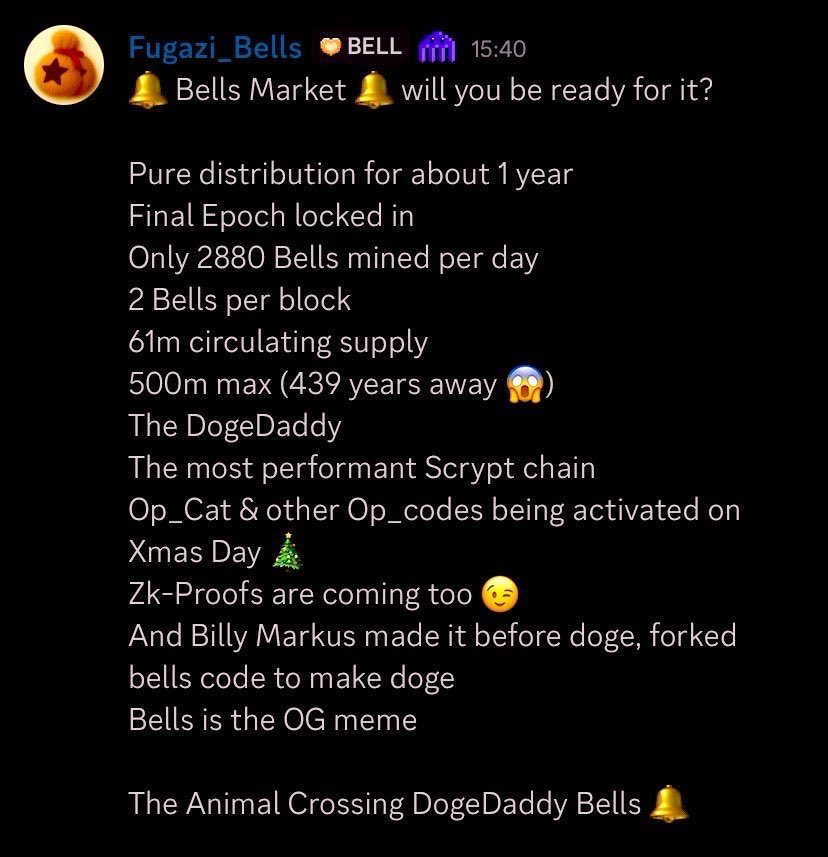 There’s so many signs pointing to big players being fully aware of what $Bells is.

Are you aware #Crypto 

Imagine being presented with these signs, ignoring them, and then proceeding to buy a #SOL shitter. 

It’s time for POW to shine. 

Scrypt season is loading. 

Get a 🔔 bag