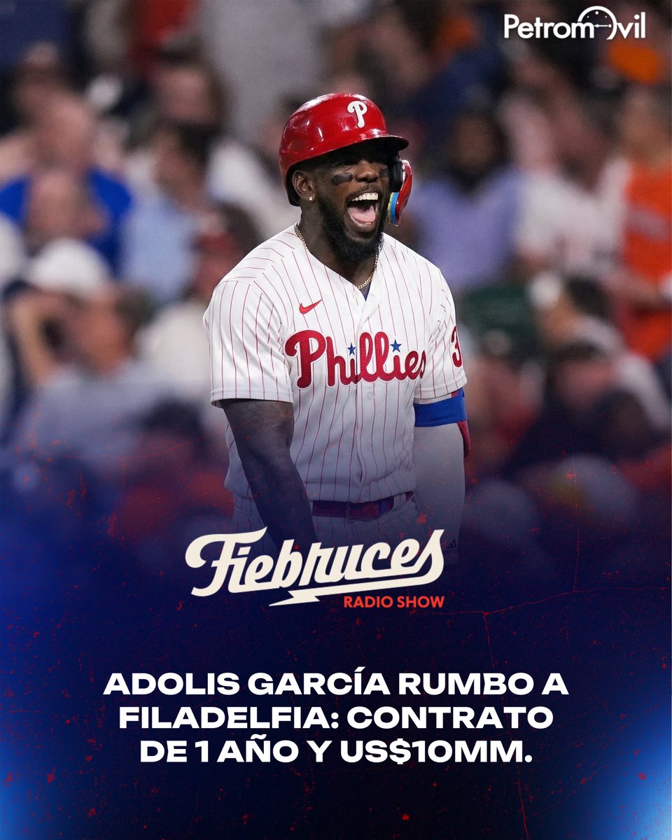Filadelfia apuesta por el poder de Adolis García con un acuerdo de 1 año y 10 millones de dólares.

#FiebrucesRS