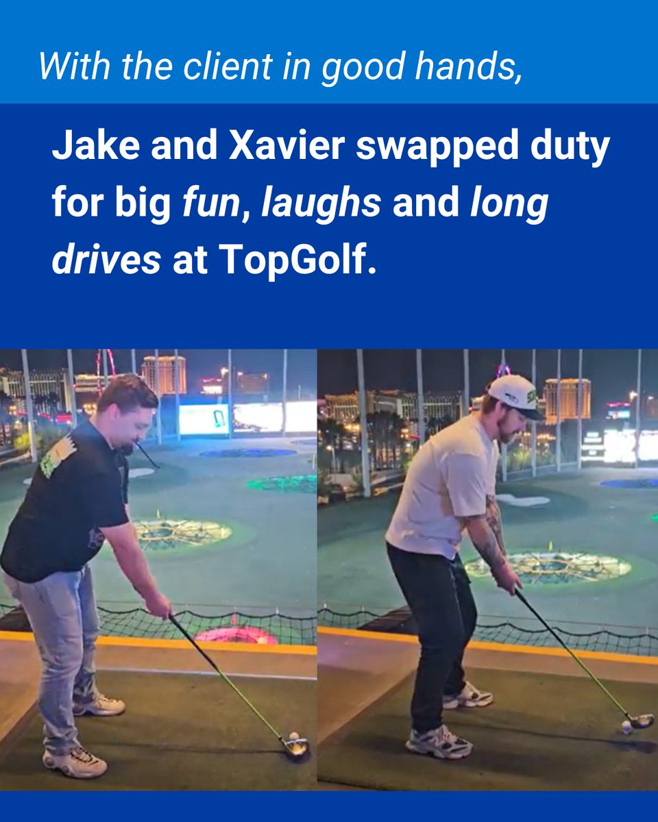 skylineinwb3's tweet photo. Destination: Tradeshow! 📍 Las Vegas
Bold visuals + a clean setup helped AIRCAT stand out at SEMA. With the booth dialed, Jake and Xavier squeezed in some Topgolf fun before snapping a quick pic outside the show and heading home.
#B3Exhibits #ExhibitDesign #DestinationTradeshow https://t.co/CrNLjbNBgl