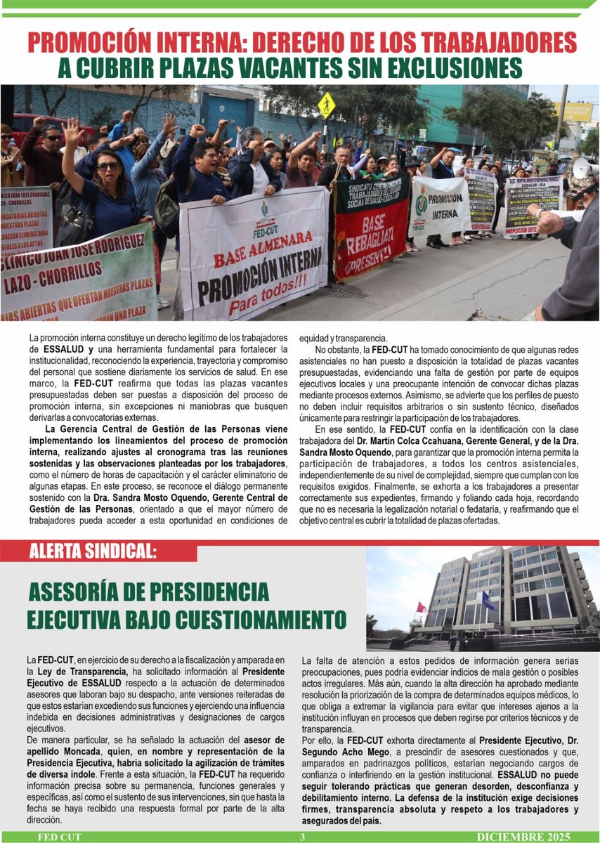 Willy_PonceC's tweet photo. #La ⁦@FedCut⁩ exige DERECHOS en las calles, basta de irresponsabilidad de representantes de los empresarios en directorio ⁦@EsSaludPeru⁩, seguiremos en la lucha por la AUTONOMÍA, urgente la remoción de funcionarios en las redes asistenciales ¡UNIDOS SOMOS MÁS FUERTES! https://t.co/OZy9jP0ZHc