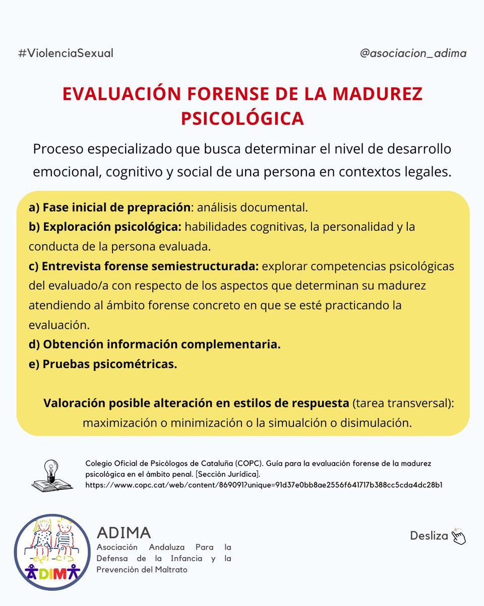 ￼¿Sabes qué es la madurez psicológica?, ￼
Te dejamos link directo a la Guía de Evaluación Forense de la Madurez Psicológica en el ámbito Penal:
copc.cat/web/content/86…
#Evaluación #Penal #Peritaje #NNA