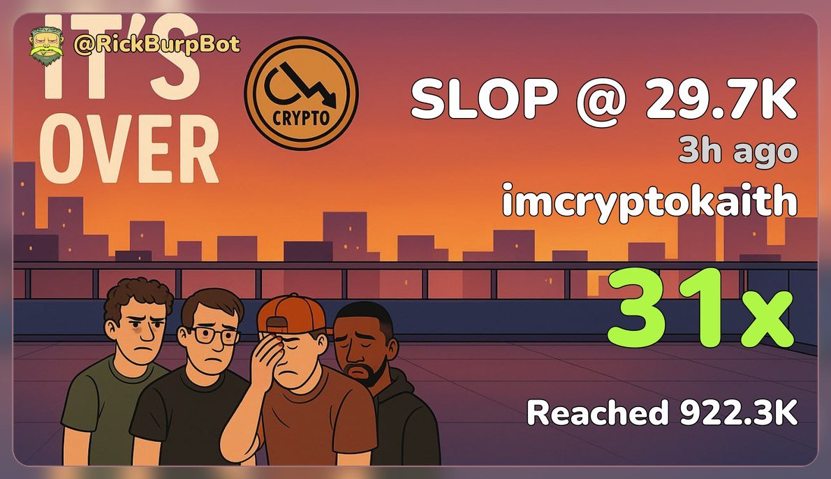 imcryptokaith's tweet photo. We are early! new runner before 2025 ends! $SLOP https://t.co/uz8sGlebYU