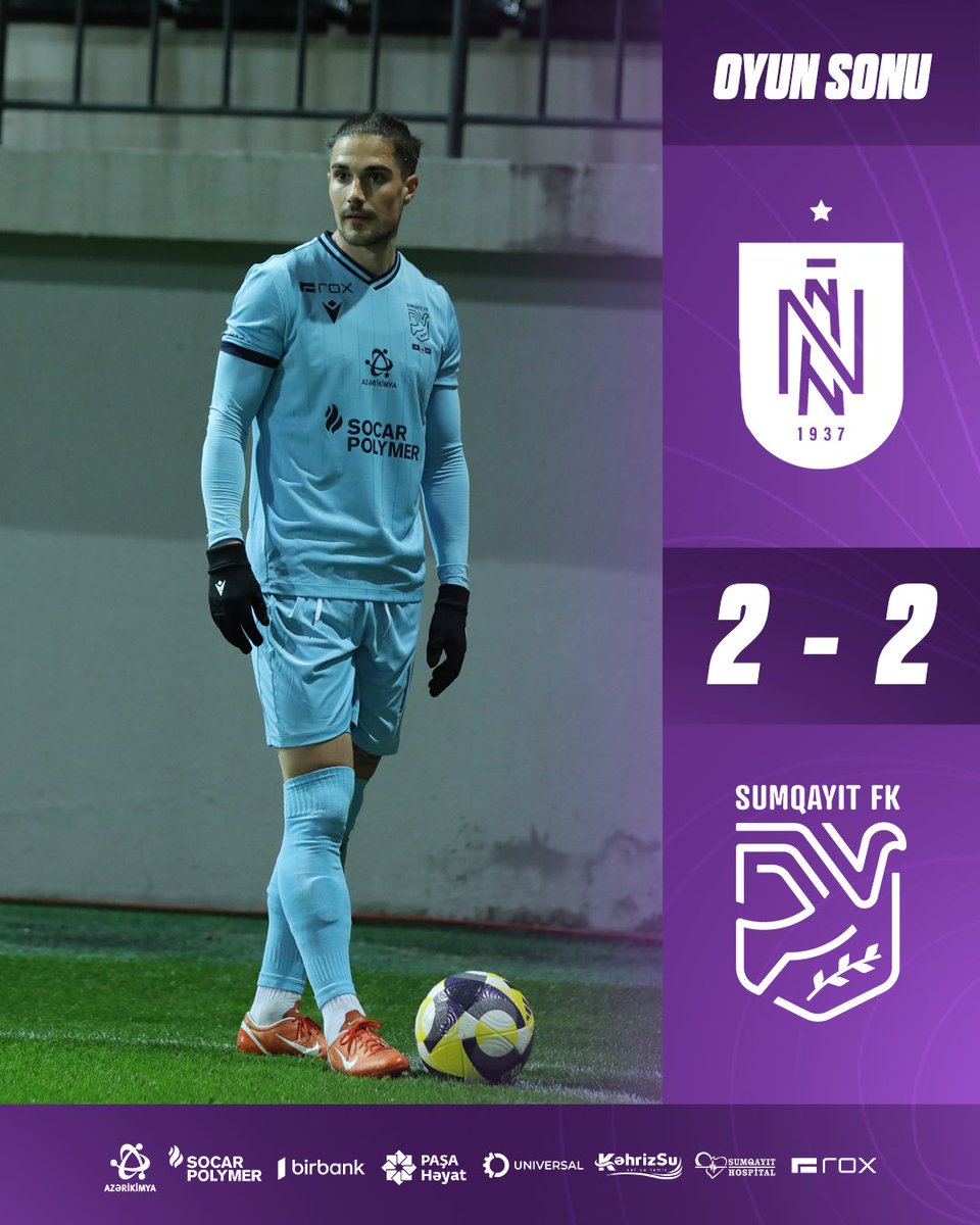 SumqayitFC's tweet photo. Matç başa çatdı
“Neftçi” - “Sumqayıt” 2:2 https://t.co/wWAHQtsoRy