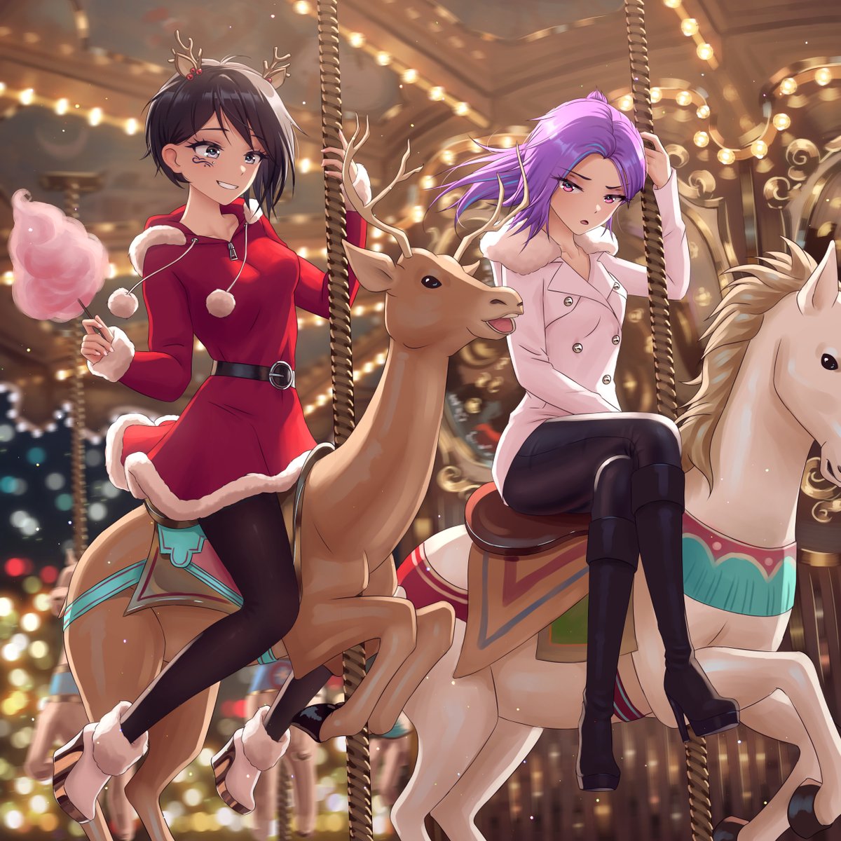 Umi and Iris on a Merry-Go-Round 🎠❄️

(This is an artwork from 2022, but I still like it and it fits the season!)