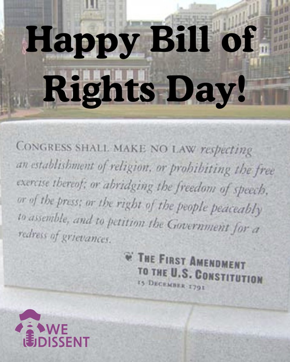 Happy Bill of Rights Day! Today is a day to honor and celebrate the freedoms granted to us 234 years ago. Let us celebrate our freedoms and continue to protect them.