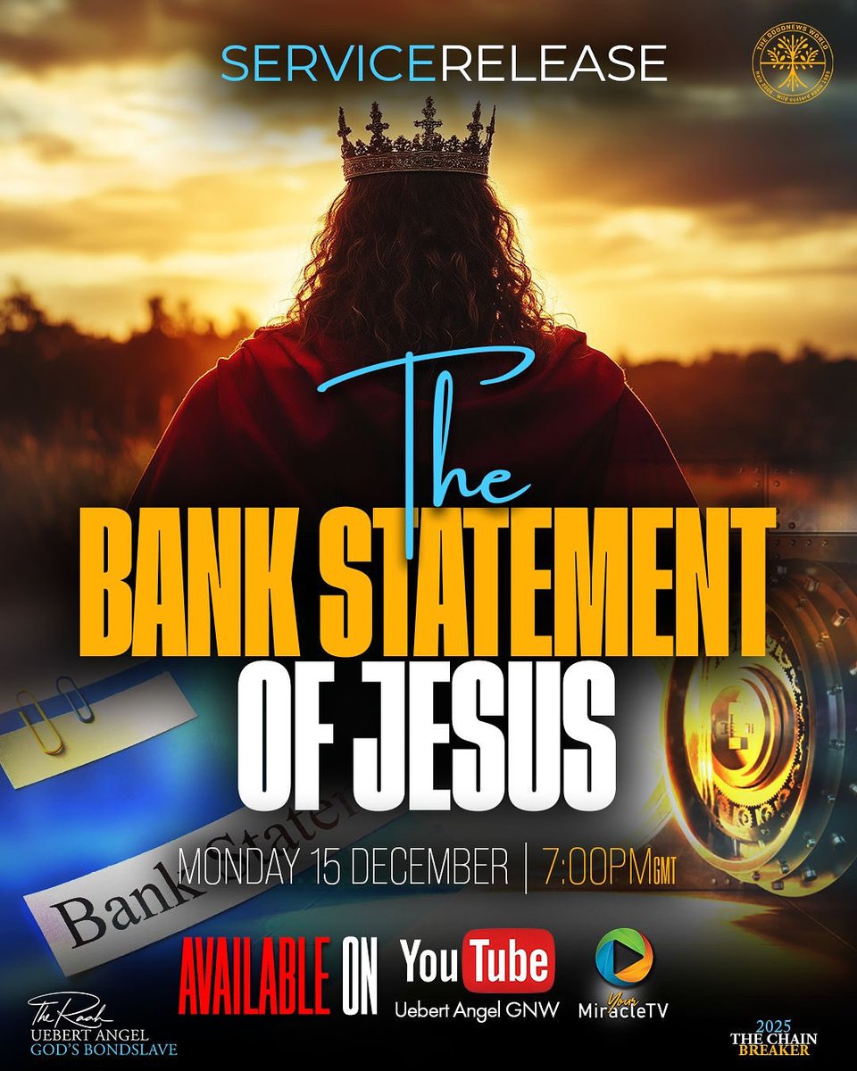 The bank statement of Jesus 7pm GMT.