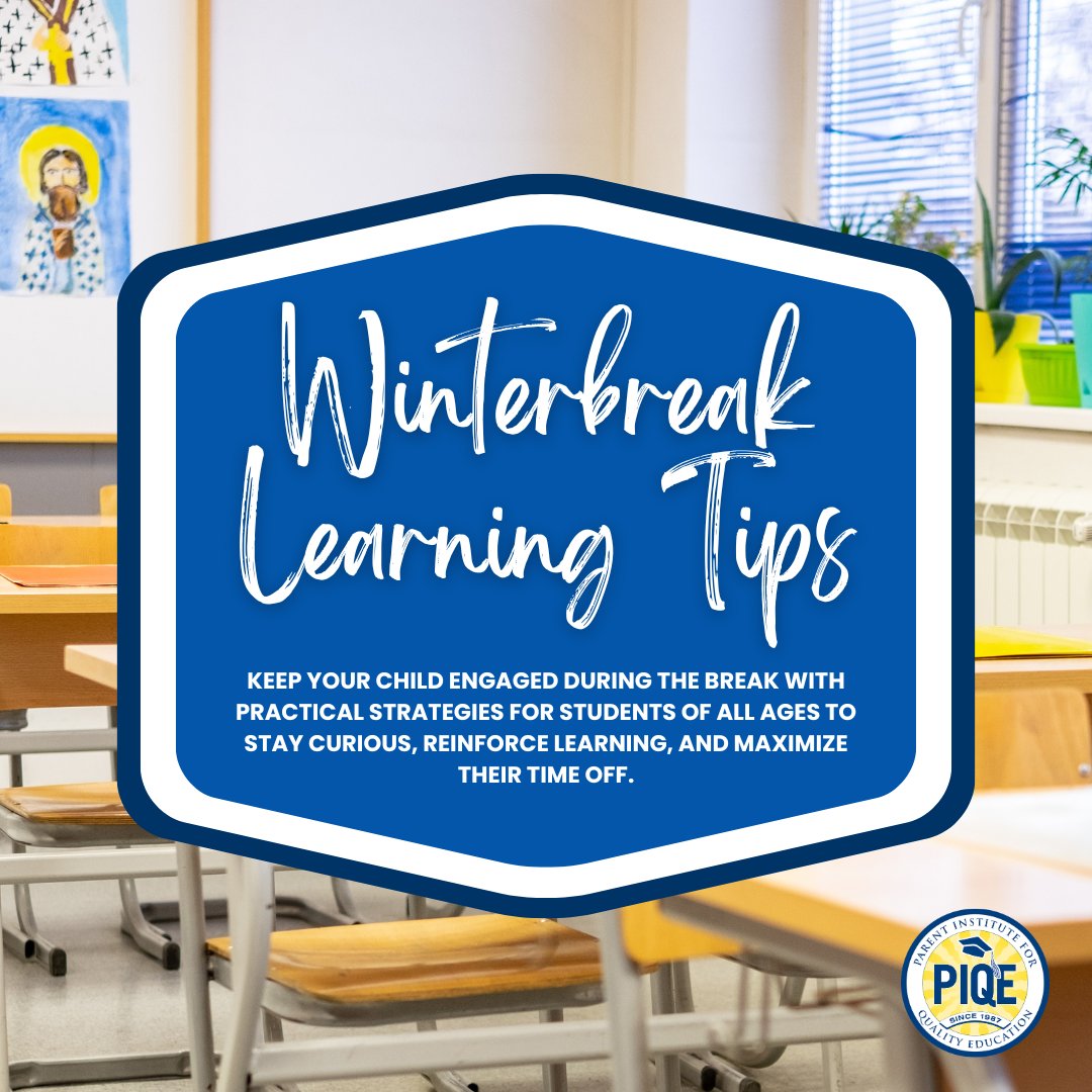 PIQEUSA's tweet photo. Keep learning going over winter break! Our Winter Break Learning Tips give parents simple strategies to help students stay curious, practice skills, and have fun while learning.

#WinterBreakLearning #PIQE #FamilyEngagement #StudentSuccess https://t.co/4PcIbrJ3qc