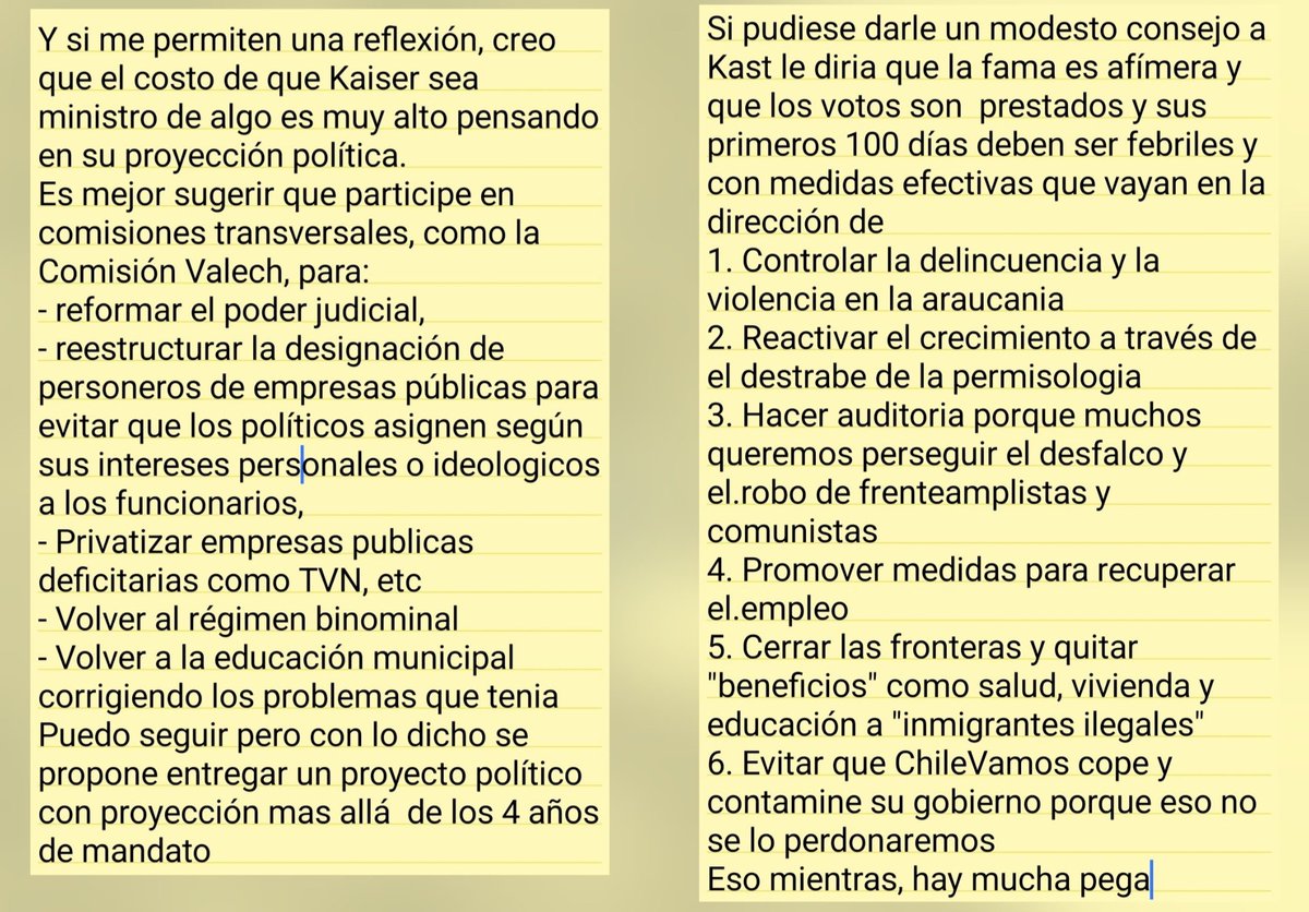 <a href="/joseantoniokast/">José Antonio Kast Rist 🖐️🇨🇱</a> Felicitaciones a ud. por su valiente lucha, siempre lo he apoyado con mi voto y en redes sociales
Me permito, al igual que lo hice con el Presidente Piñera, un breve comentario que seguramente ya ha sido pensado pero que no puedo dejar de hacer
Atte.