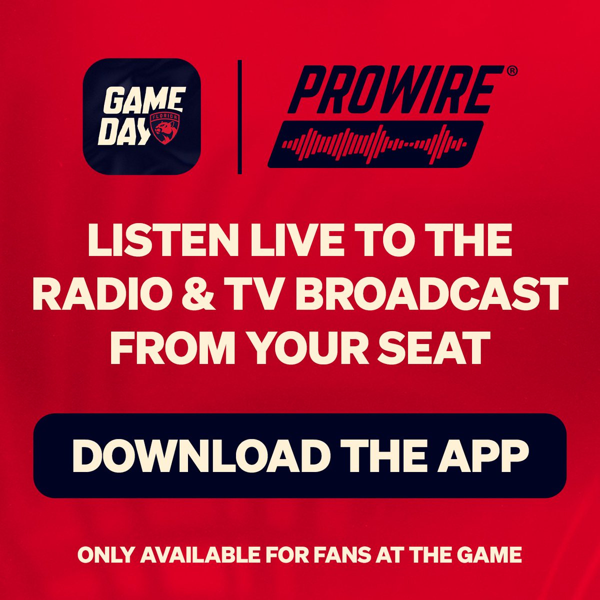 FlaPanthersPR's tweet photo. Fans can now listen to the TV or radio broadcast in-arena at @AmerantArena for locally televised home games through @prowiresport in the Panthers GameDay mobile app. 

https://t.co/m8yyiQZJ10 https://t.co/3ViNRBbYAK