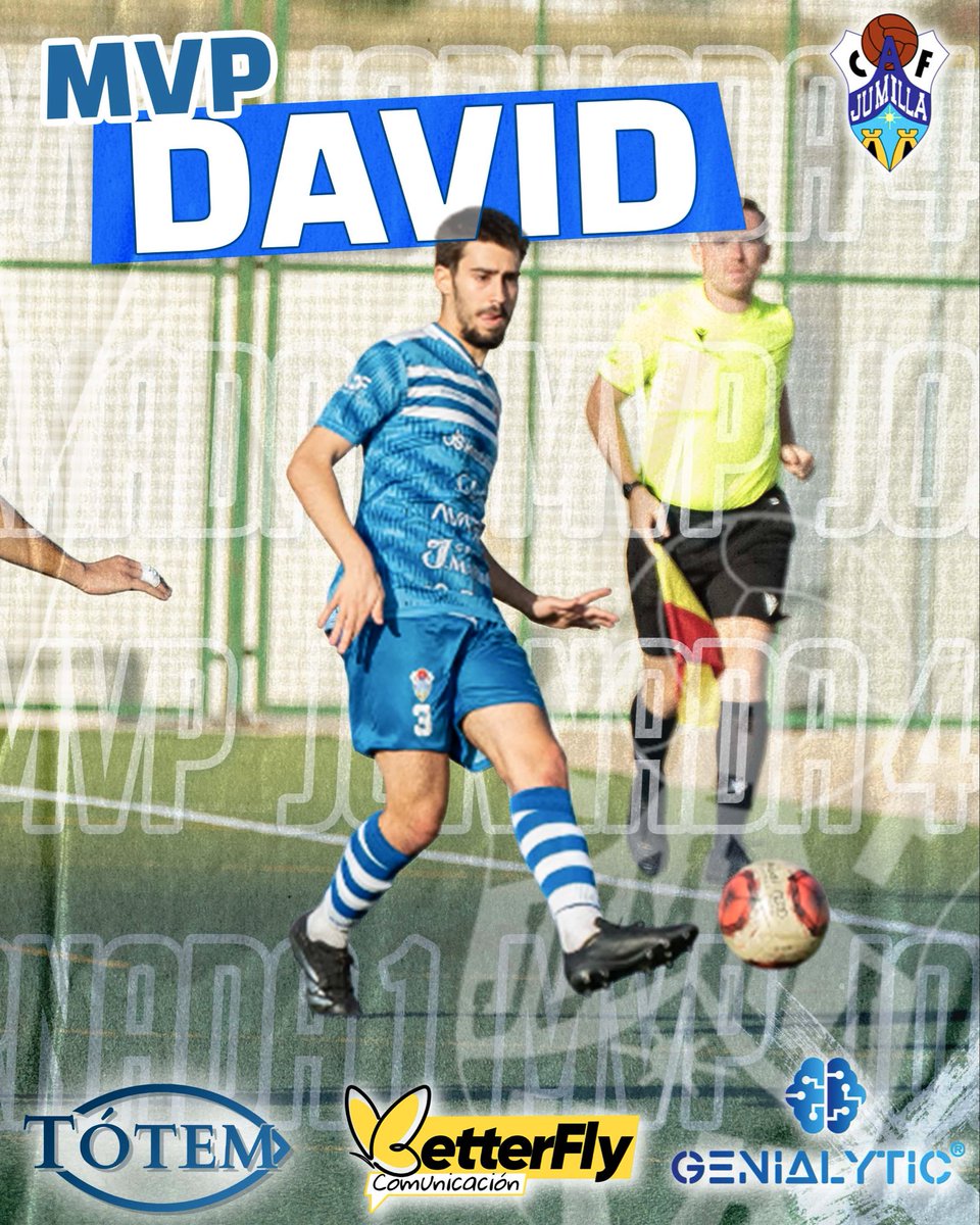 🏆⚽️ Os dejamos al MVP del partido del sábado. Firme durante los 90 minutos en defensa, infranqueable al espacio y sumándose en ataque cuando el equipo lo necesitaba.

👌 David Melgarejo se lleva el premio a mejor jugador de la jornada 12. ¡Enhorabuena!

#JumillaDSInmobiliaria
