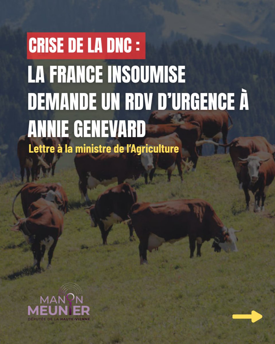 ManonMeunier_UP's tweet image. 🔴 Nous demandons en urgence un rendez-vous à la Ministre de l'Agriculture.

L'abattage total systématique est disproportionné sur la DNC. Nous avons proposé dès juillet un protocole alternatif : élargissement de la vaccination et abattage ciblé.