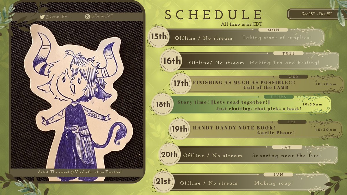 Cerus_BV_'s tweet photo. Another wonder week for chill games! WE WILL FINALLY FINISH CULT OF THE LAMB?! MAYBE?!
 
Also! Please feel free to send some short stories we can read on Thursday!

This weeks art feature is by @ViviLeth_VT ! SHE MADE THIS CUTE LITTLE STICKER!! https://t.co/2Ysgxjq7Tl
