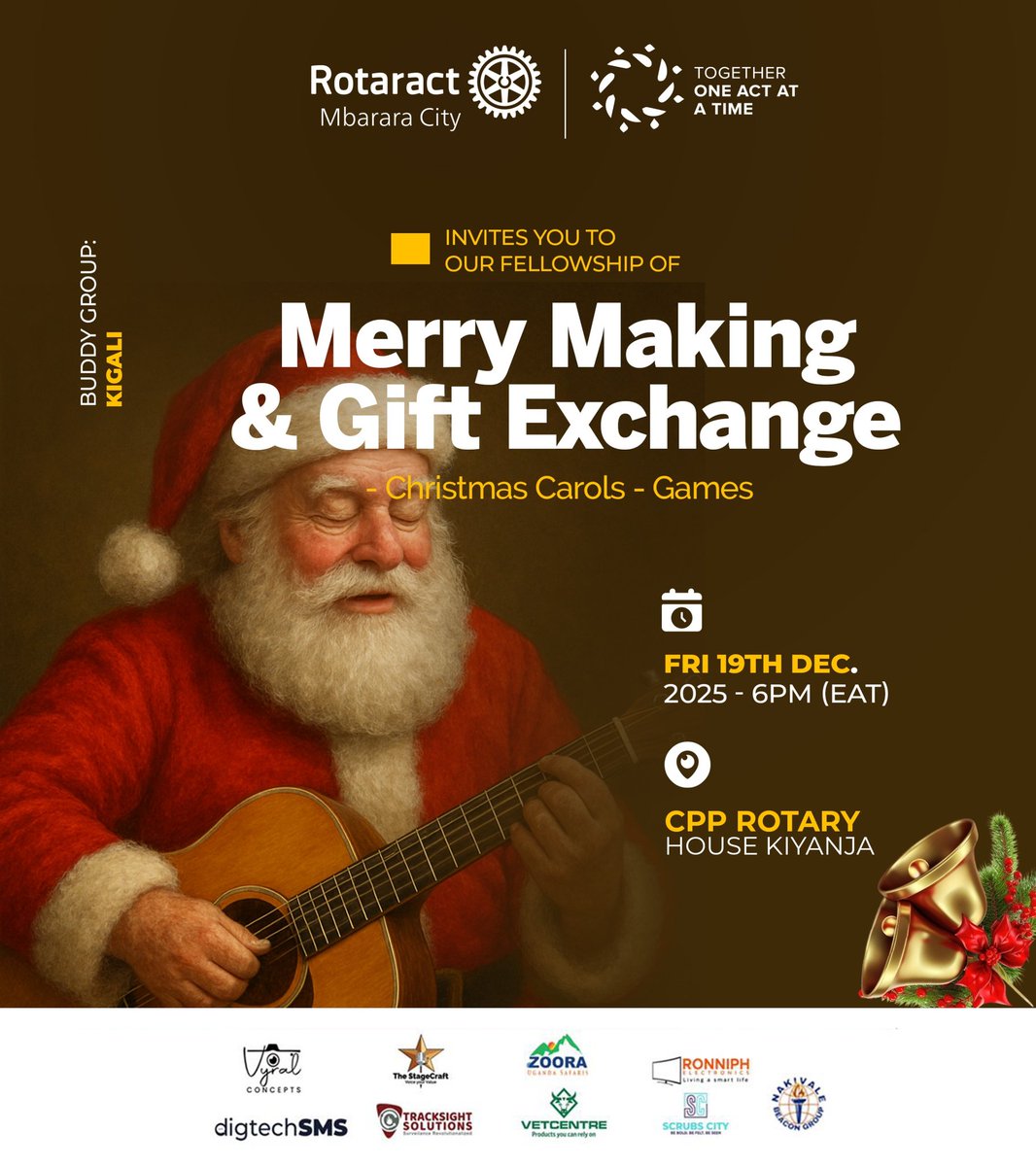 Get into the festive spirit with <a href="/RCTMbararaCity/">Rotaract Club of Mbarara City</a> 🎁🎅
 Join us for an evening filled with Christmas Carols and Games as we celebrate the season of giving.