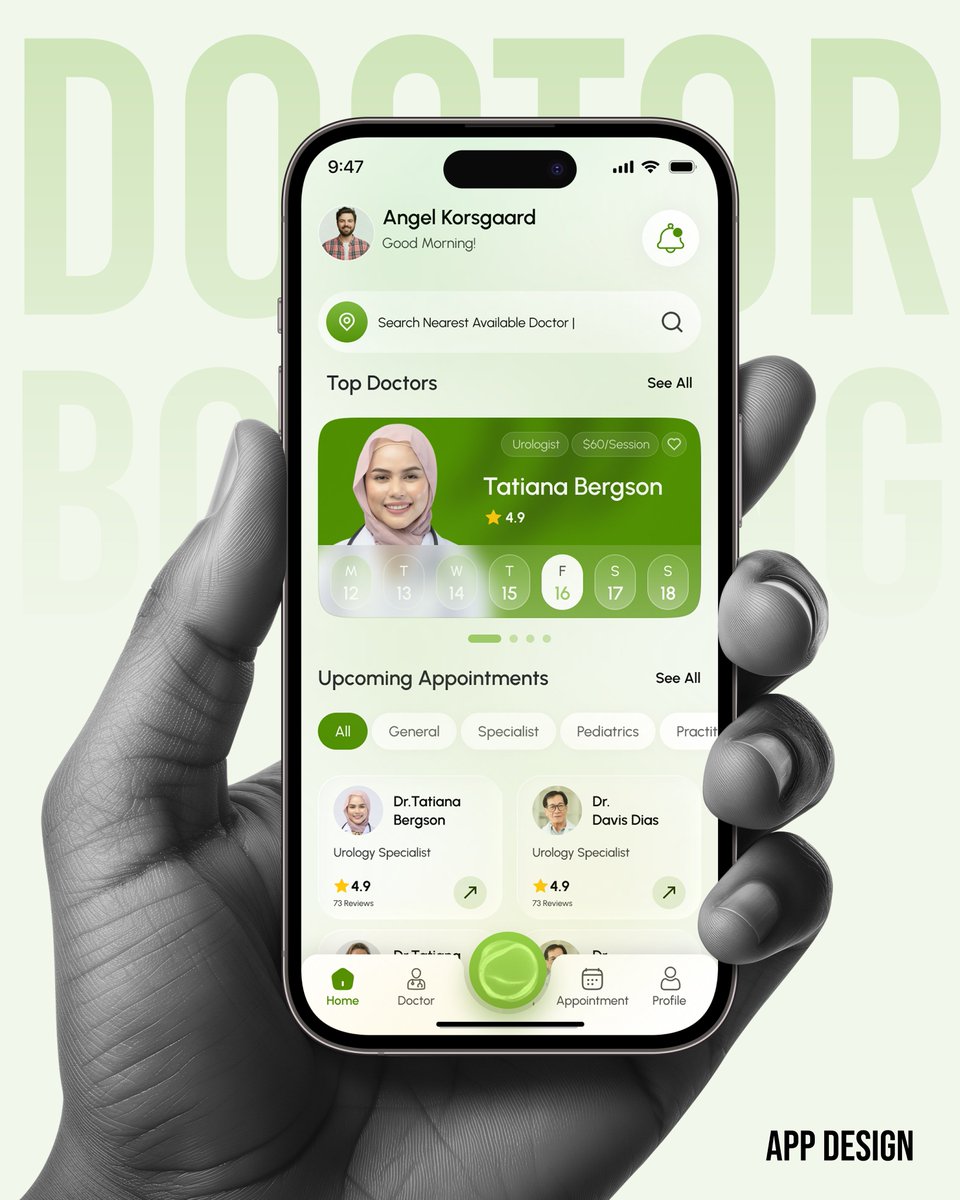 Doctor Booking App UI design 

💌 Have a mobile app idea?
I am available for new projects!
