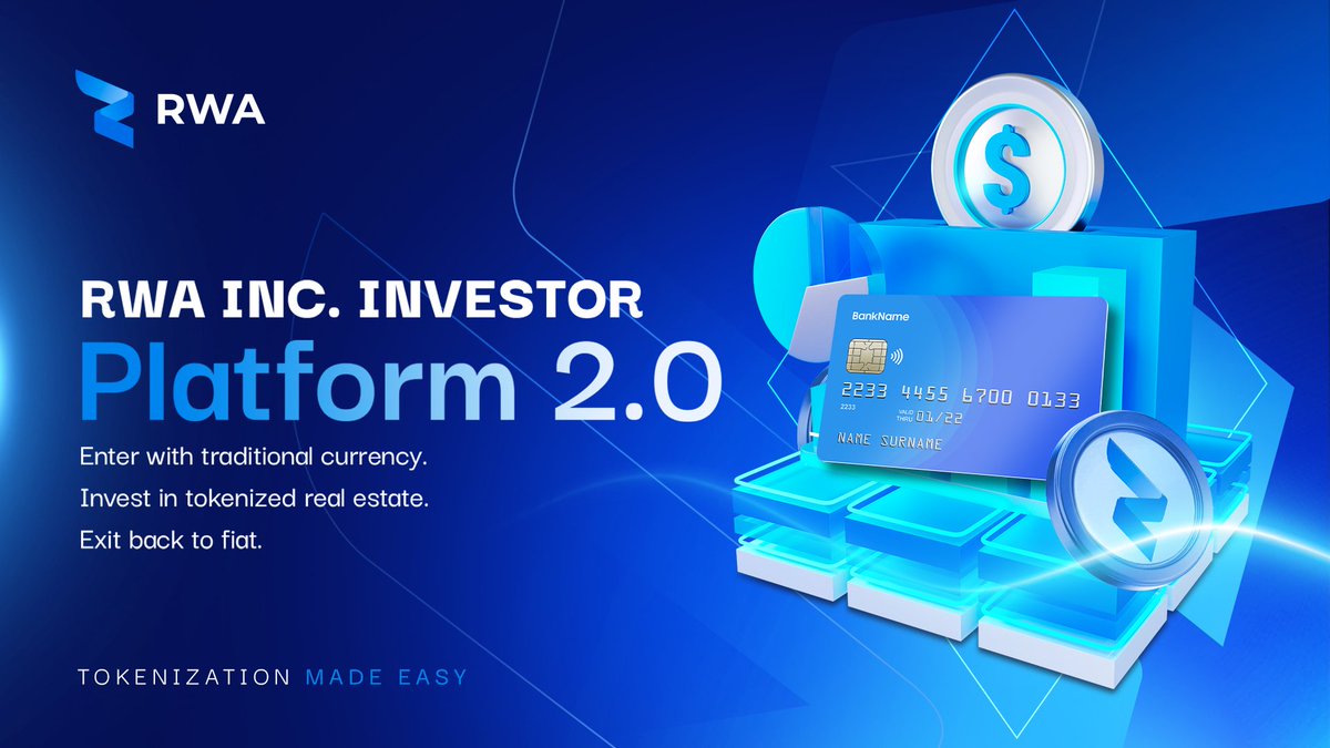 Launching in January 2026 RWA Inc Investor Platform 2.0 removes one of the  biggest barriers to real-world adoption 👇 Seamless fiat access 💳 Enter  with traditional currency. Invest in tokenized real estate.