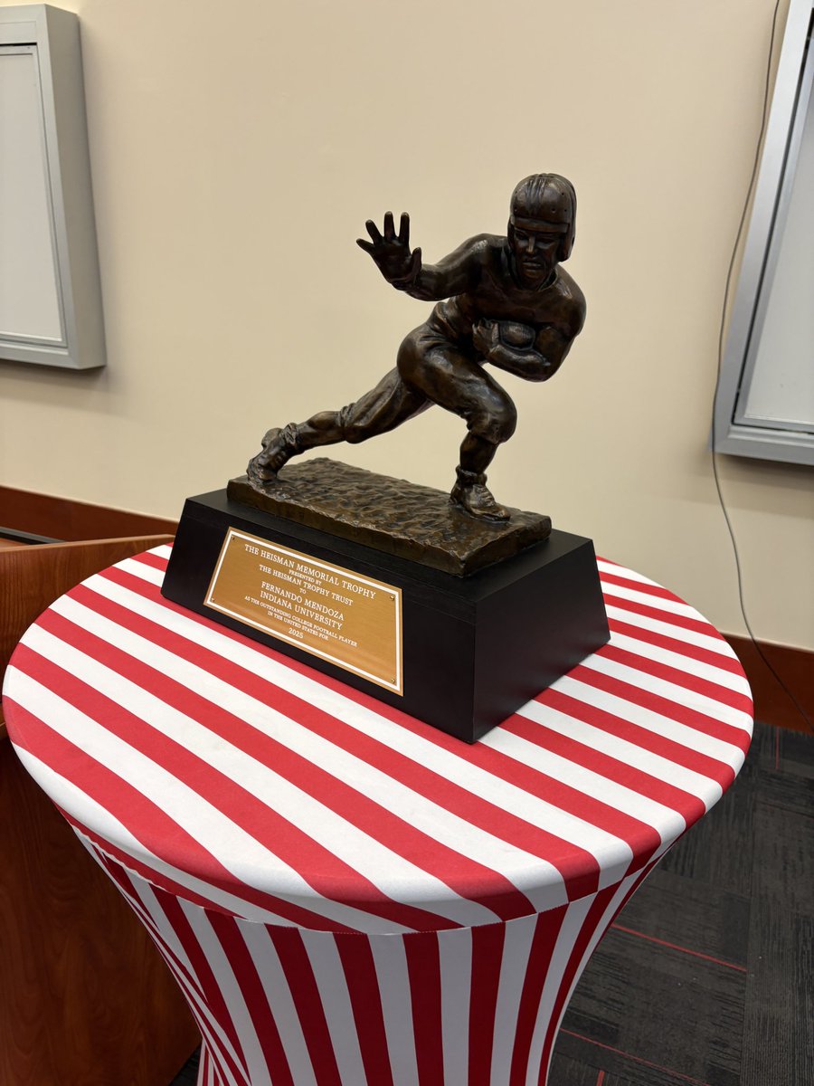 ZachOsterman's tweet image. The Heisman Trophy has moved in. #iufb