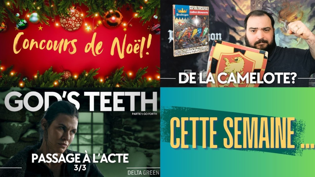 Cette semaine, on a un programme chargé avec de petites surprises en bonus!
Mardi : Présentation du coffret découverte de Pendragon
Vendredi: 3e et dernier épisode de Delta Green
Tout au long de la semaine: Concours de Noël !
#jdr #jeuderole #concours #pendragon #deltagreen #coc